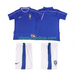 Camisola Brasil Retro Criança Equipamento Segundo 1998 Manga Curta